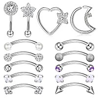 Drperfect Rook Daith Piercing Jewelry 16G Surgical Steel 8Mm Curved Barbell Eyebrow Rings Helix Tragus Snug Lip Belly Button Pie