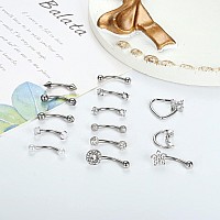 Drperfect Rook Daith Piercing Jewelry 16G Surgical Steel 8Mm Curved Barbell Eyebrow Rings Helix Tragus Snug Lip Belly Button Pie