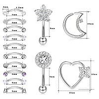 Drperfect Rook Daith Piercing Jewelry 16G Surgical Steel 8Mm Curved Barbell Eyebrow Rings Helix Tragus Snug Lip Belly Button Pie