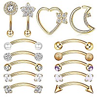 Drperfect Rook Daith Piercing Jewelry 16G Surgical Steel 8Mm Curved Barbell Eyebrow Rings Helix Tragus Snug Lip Belly Button Pie