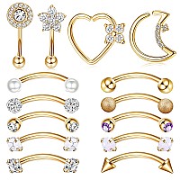 Drperfect Rook Daith Piercing Jewelry 16G Surgical Steel 8Mm Curved Barbell Eyebrow Rings Helix Tragus Snug Lip Belly Button Pie