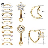 Drperfect Rook Daith Piercing Jewelry 16G Surgical Steel 8Mm Curved Barbell Eyebrow Rings Helix Tragus Snug Lip Belly Button Pie