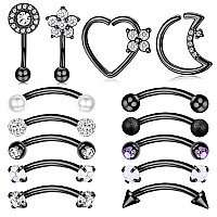 Drperfect Rook Daith Piercing Jewelry 16G Surgical Steel 8Mm Curved Barbell Eyebrow Rings Helix Tragus Snug Lip Belly Button Pie