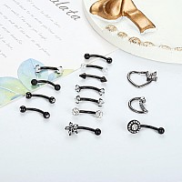 Drperfect Rook Daith Piercing Jewelry 16G Surgical Steel 8Mm Curved Barbell Eyebrow Rings Helix Tragus Snug Lip Belly Button Pie