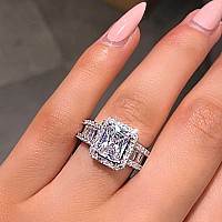 925 Sterling Silver Shiny Full Diamond Ring Cubic Zirconia Cocktail Rings Cz Diamond Ring Eternity Engagement Wedding Band Ring