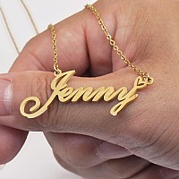 Aoloshow Gold Name Necklace Heart Charm Pendant Juliet Jewelry For Womens Teen Girls Graduation Gift