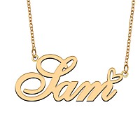 Aoloshow Gold Name Necklace Heart Charm Pendant Sam Jewelry For Womens Teen Girls Graduation Gift