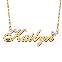 Aoloshow Gold Name Necklace Heart Charm Pendant Kailyn Jewelry For Womens Teen Girls Graduation Gift