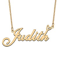 Aoloshow Gold Name Necklace Heart Charm Pendant Judith Jewelry For Womens Teen Girls Graduation Gift