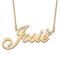 Aoloshow Gold Name Necklace Heart Charm Pendant Josie Jewelry For Womens Teen Girls Graduation Gift