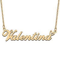 Aoloshow Gold Name Necklace Heart Charm Pendant Valentina Jewelry For Womens Teen Girls Graduation Gift