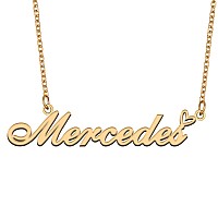 Aoloshow Gold Name Necklace Heart Charm Pendant Mercedes Jewelry For Womens Teen Girls Graduation Gift