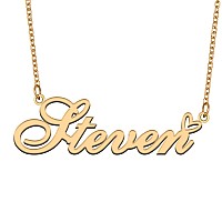 Aoloshow Gold Name Necklace Heart Charm Pendant Steven Jewelry For Womens Teen Girls Graduation Gift