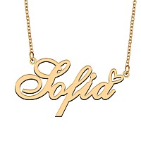 Aoloshow Gold Name Necklace Heart Charm Pendant Sofia Jewelry For Womens Teen Girls Graduation Gift