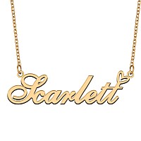 Aoloshow Gold Name Necklace Heart Charm Pendant Scarlett Jewelry For Womens Teen Girls Graduation Gift