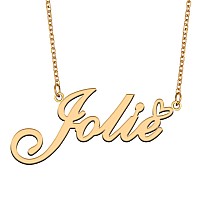 Aoloshow Gold Name Necklace Heart Charm Pendant Jolie Jewelry For Womens Teen Girls Graduation Gift