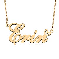 Aoloshow Gold Name Necklace Heart Charm Pendant Erin Jewelry For Womens Teen Girls Graduation Gift