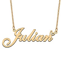 Aoloshow Gold Name Necklace Heart Charm Pendant Julian Jewelry For Womens Teen Girls Graduation Gift