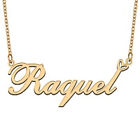 Aoloshow Gold Name Necklace Heart Charm Pendant Raquel Jewelry For Womens Teen Girls Graduation Gift