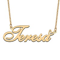 Aoloshow Gold Name Necklace Heart Charm Pendant Teresa Jewelry For Womens Teen Girls Graduation Gift