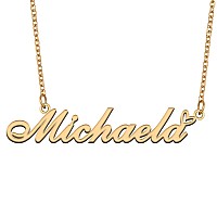 Aoloshow Gold Name Necklace Heart Charm Pendant Michaela Jewelry For Womens Teen Girls Graduation Gift