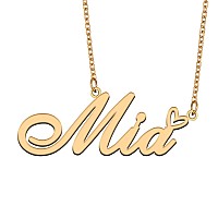 Aoloshow Gold Name Necklace Heart Charm Pendant Mia Jewelry For Womens Teen Girls Graduation Gift