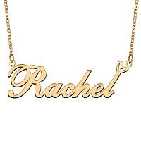 Aoloshow Gold Name Necklace Heart Charm Pendant Rachel Jewelry For Womens Teen Girls Graduation Gift