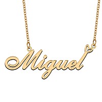 Aoloshow Gold Name Necklace Heart Charm Pendant Miguel Jewelry For Womens Teen Girls Graduation Gift