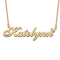 Aoloshow Gold Name Necklace Heart Charm Pendant Katelynn Jewelry For Womens Teen Girls Graduation Gift