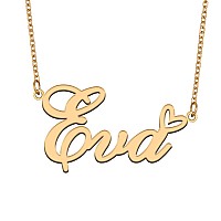 Aoloshow Gold Name Necklace Heart Charm Pendant Eva Jewelry For Womens Teen Girls Graduation Gift