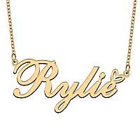 Aoloshow Gold Name Necklace Heart Charm Pendant Rylie Jewelry For Womens Teen Girls Graduation Gift