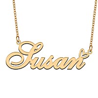 Aoloshow Gold Name Necklace Heart Charm Pendant Susan Jewelry For Womens Teen Girls Graduation Gift