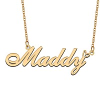 Aoloshow Gold Name Necklace Heart Charm Pendant Maddy Jewelry For Womens Teen Girls Graduation Gift