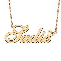 Aoloshow Gold Name Necklace Heart Charm Pendant Sadie Jewelry For Womens Teen Girls Graduation Gift