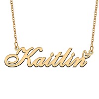 Aoloshow Gold Name Necklace Heart Charm Pendant Kaitlin Jewelry For Womens Teen Girls Graduation Gift