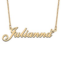 Aoloshow Gold Name Necklace Heart Charm Pendant Julianna Jewelry For Womens Teen Girls Graduation Gift