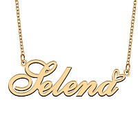 Aoloshow Gold Name Necklace Heart Charm Pendant Selena Jewelry For Womens Teen Girls Graduation Gift