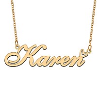 Aoloshow Gold Name Necklace Heart Charm Pendant Karen Jewelry For Womens Teen Girls Graduation Gift