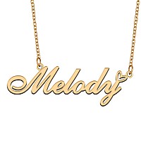 Aoloshow Gold Name Necklace Heart Charm Pendant Melody Jewelry For Womens Teen Girls Graduation Gift