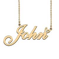 Huan Xun Personal Initial Name Necklace Silver Personalized For New Mom Birthday Gifts John