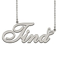 Huan Xun Custom Made Love Heart Initial Pendant Name Necklace For Mom Girls Tina