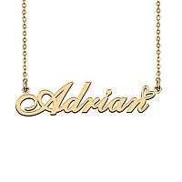 Huan Xun 18K Gold Plated Name Necklace Adrian For Women Heart Pendant Jewelry Gifts