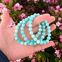 Adabele Real Natural Grade A Bluegreen Russian Amazonite Gemstone Beaded Bracelet 75 Inch Stretch Chakras Healing Crystal Ston