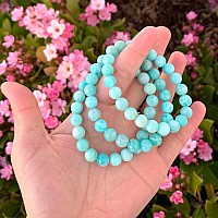 Adabele Real Natural Grade A Bluegreen Russian Amazonite Gemstone Beaded Bracelet 75 Inch Stretch Chakras Healing Crystal Ston