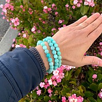 Adabele Real Natural Grade A Bluegreen Russian Amazonite Gemstone Beaded Bracelet 75 Inch Stretch Chakras Healing Crystal Ston