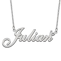 Aoloshow Stainless Steel Silver Name Necklace Julian Heart Charm Necklace Best Friends Jewelry Gifts