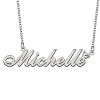 Aoloshow Stainless Steel Silver Name Necklace Michelle Heart Charm Necklace Best Friends Jewelry Gifts