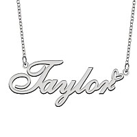 Aoloshow Stainless Steel Silver Name Necklace Taylor Heart Charm Necklace Best Friends Jewelry Gifts