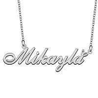 Aoloshow Stainless Steel Silver Name Necklace Mikayla Heart Charm Necklace Best Friends Jewelry Gifts