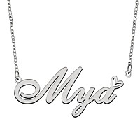 Aoloshow Stainless Steel Silver Name Necklace Mya Heart Charm Necklace Best Friends Jewelry Gifts